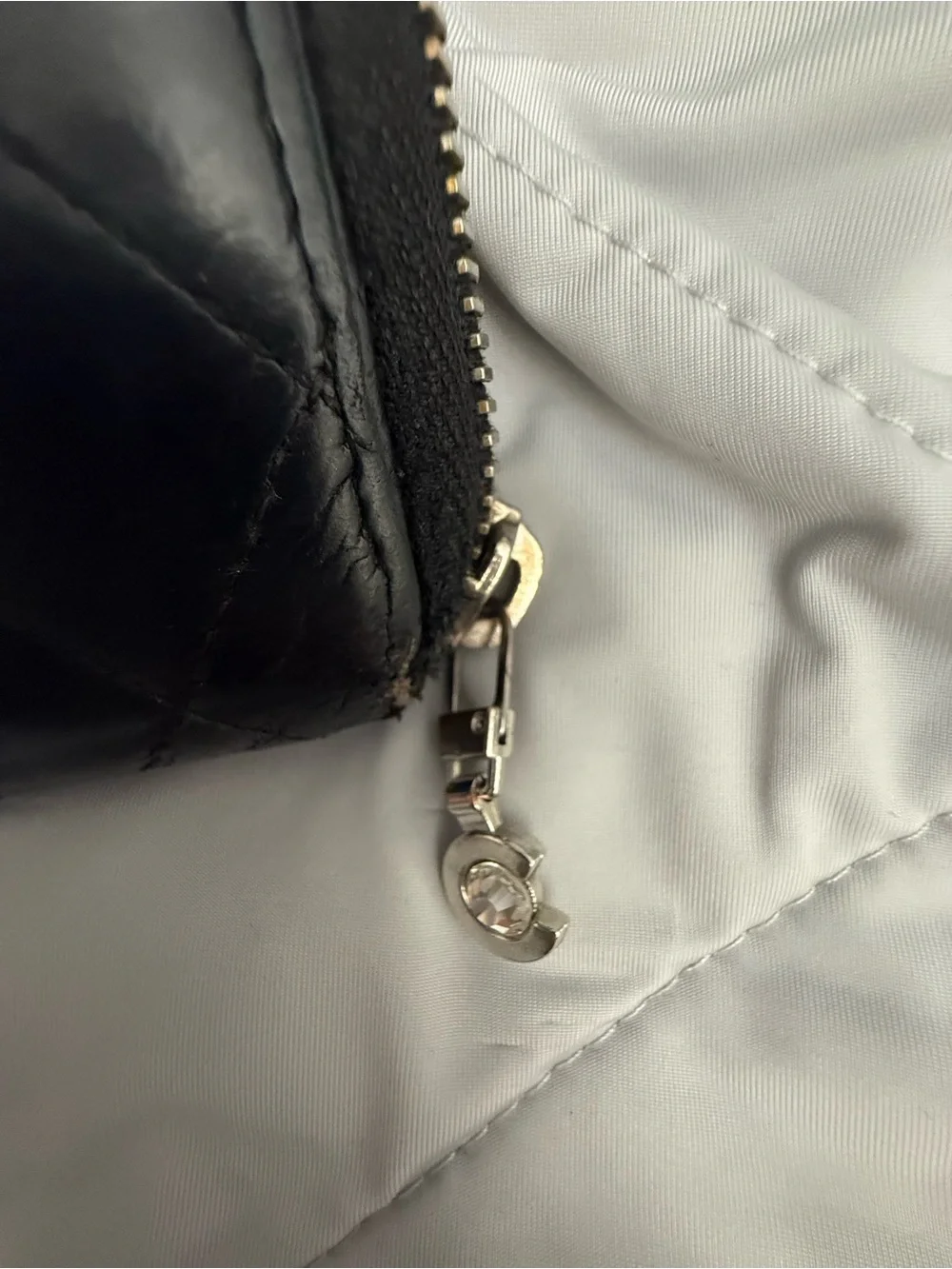 CHANEL Black Quilted Leather Wallet with Silver CC Logo